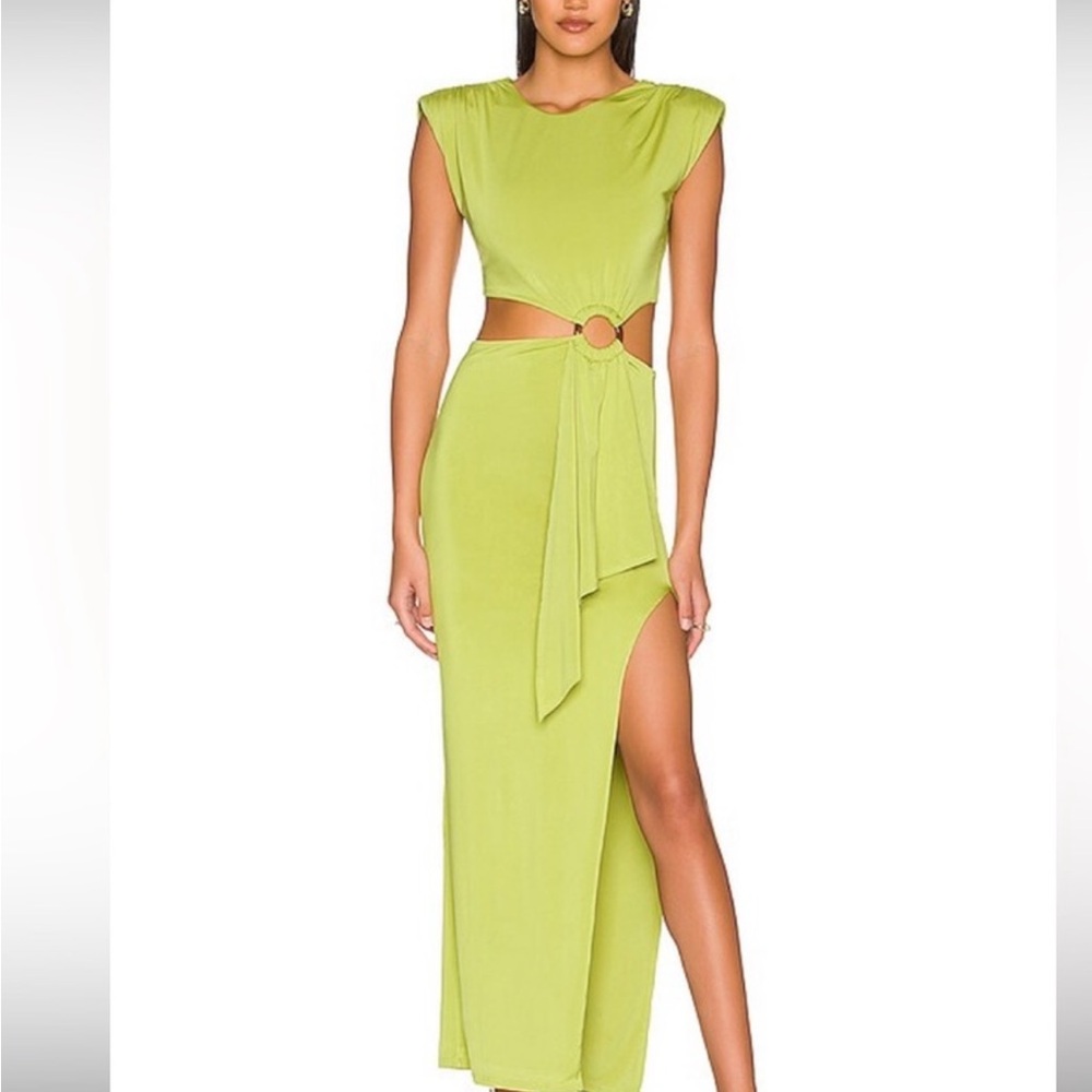 Lovers and Friends Encore Dress in Chartreuse Green Cutout Maxi Dress